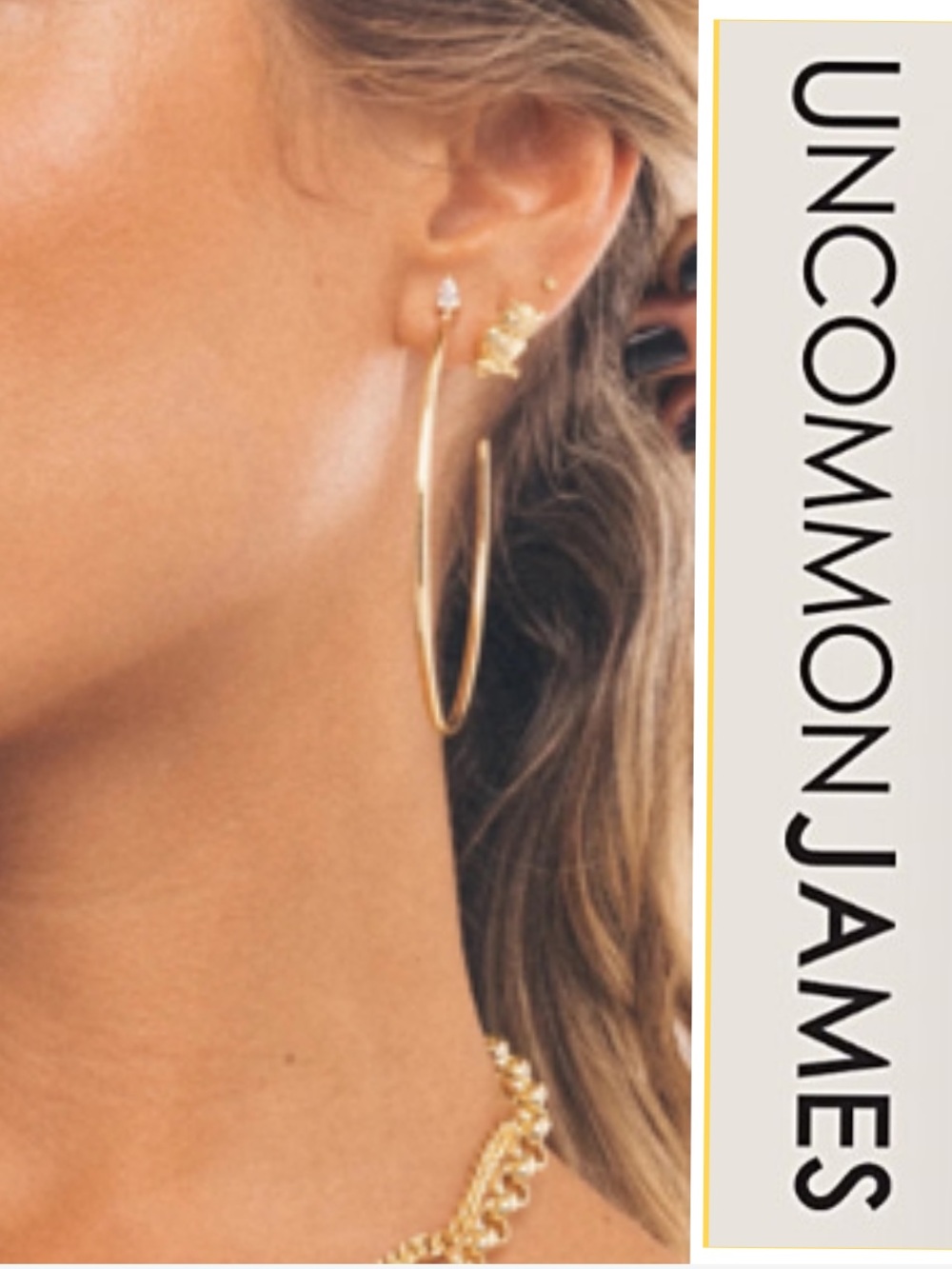 NWT Uncommon James Touch Of Fem Gold Hoop Earrings